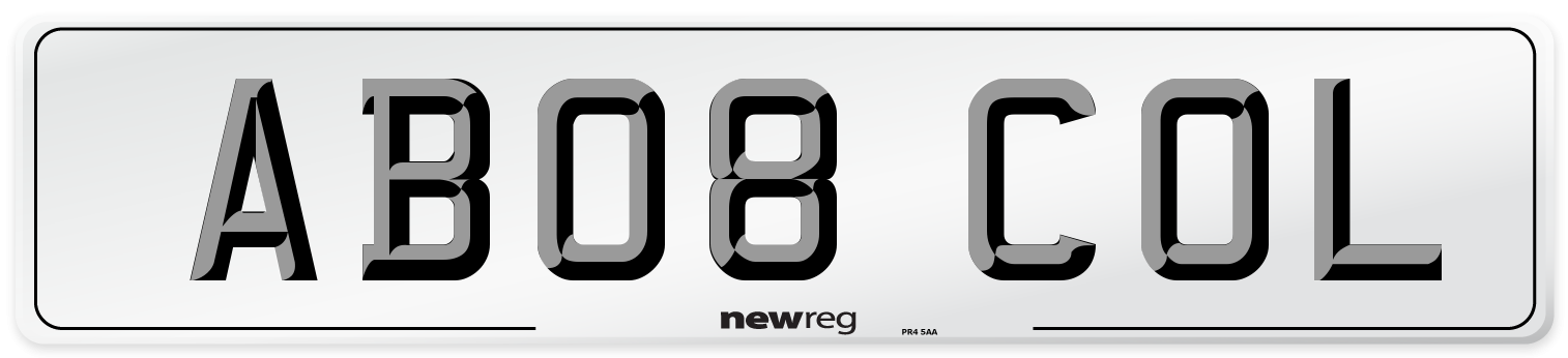 AB08 COL Number Plate from New Reg